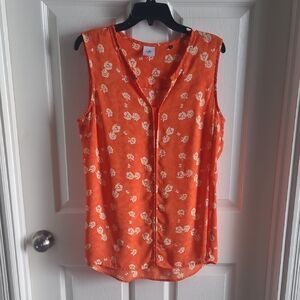 CAbi Orange Floral Button-Down Blouse